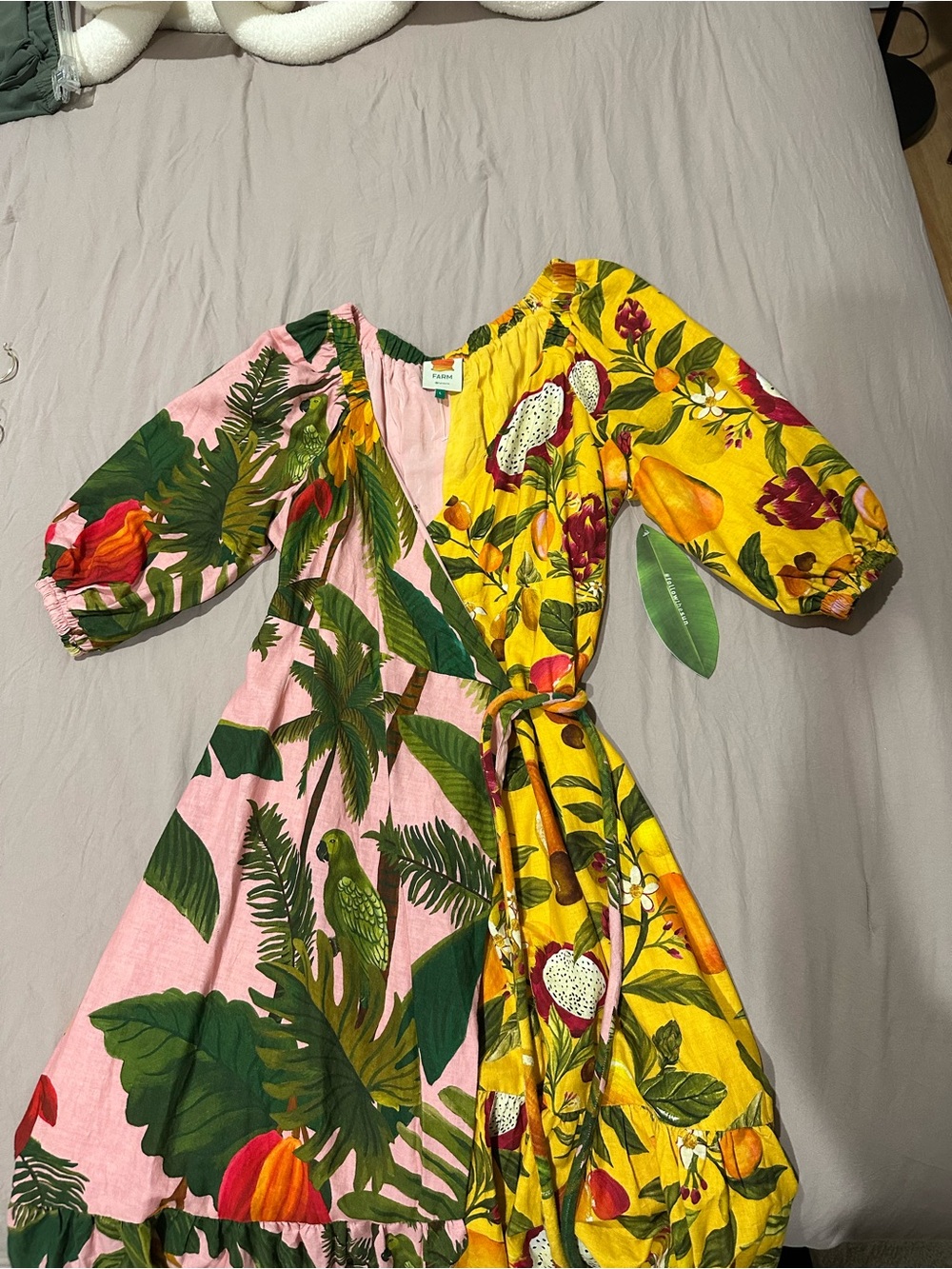 FARM Rio Pink & Yellow Tropical wrap Maxi Dress - Picture 5 of 7